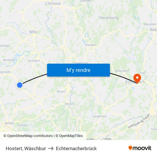 Hostert, Wäschbur to Echternacherbrück map