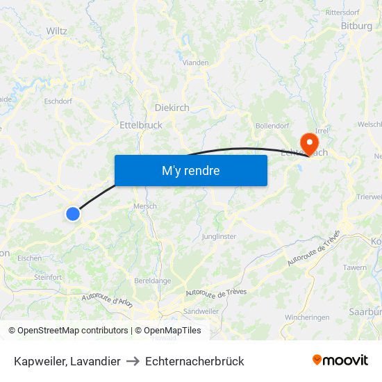 Kapweiler, Lavandier to Echternacherbrück map