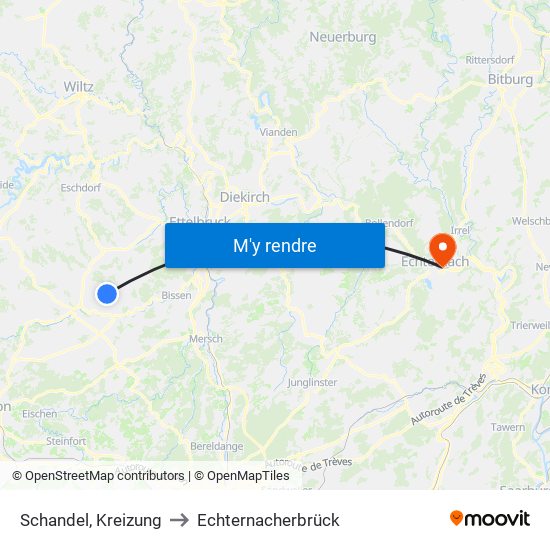 Schandel, Kreizung to Echternacherbrück map