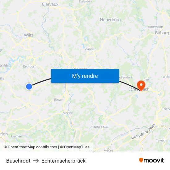 Buschrodt to Echternacherbrück map