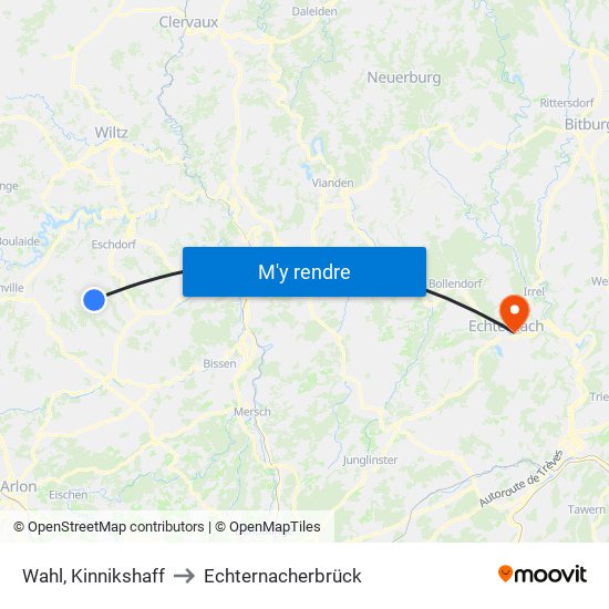 Wahl, Kinnikshaff to Echternacherbrück map