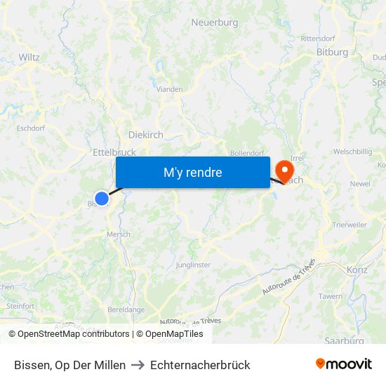 Bissen, Op Der Millen to Echternacherbrück map