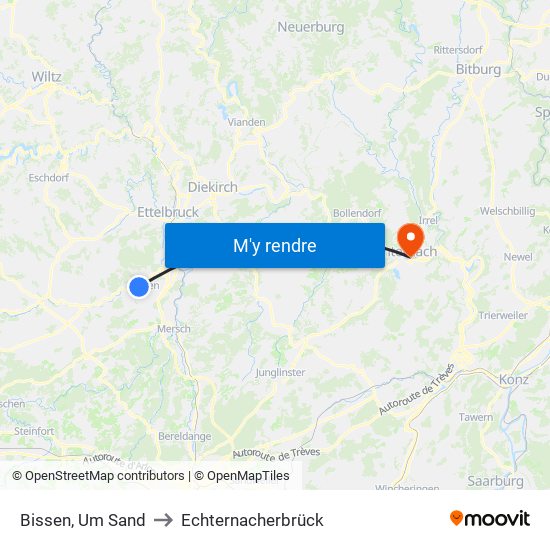 Bissen, Um Sand to Echternacherbrück map