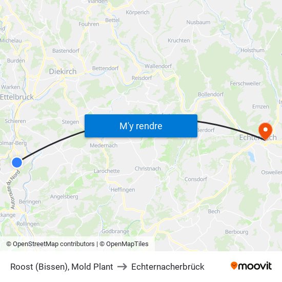 Roost (Bissen), Mold Plant to Echternacherbrück map