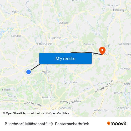 Buschdorf, Määschhaff to Echternacherbrück map