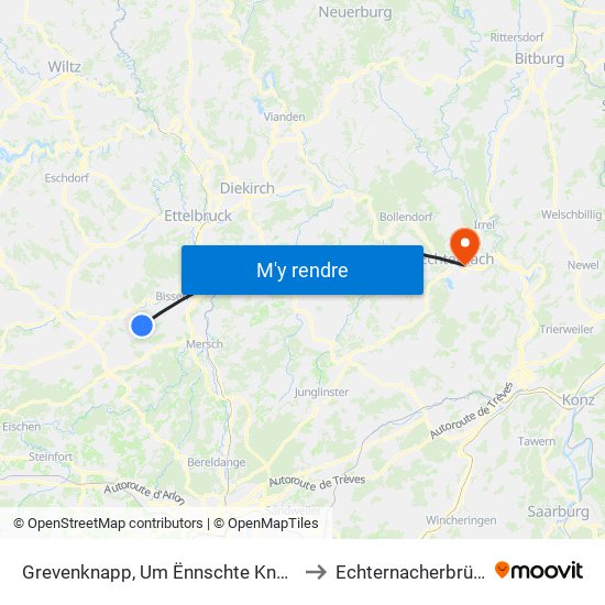 Grevenknapp, Um Ënnschte Knapp to Echternacherbrück map