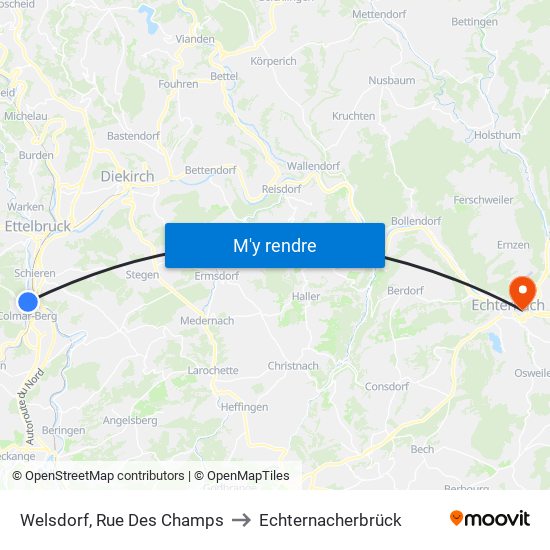 Welsdorf, Rue Des Champs to Echternacherbrück map