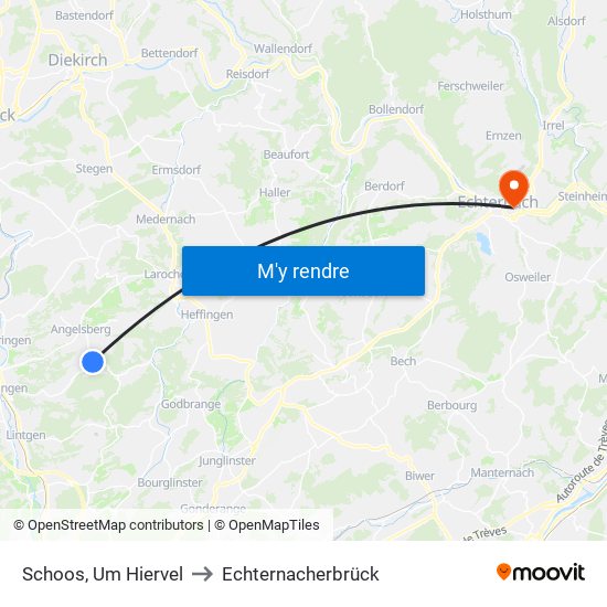 Schoos, Um Hiervel to Echternacherbrück map