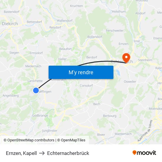 Ernzen, Kapell to Echternacherbrück map