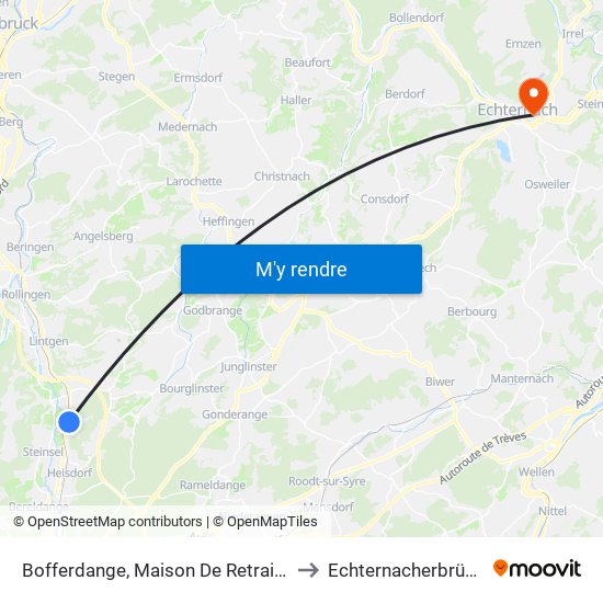 Bofferdange, Maison De Retraite to Echternacherbrück map