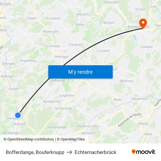 Bofferdange, Bouferknupp to Echternacherbrück map