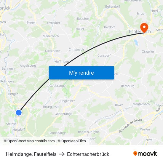 Helmdange, Fautelfiels to Echternacherbrück map