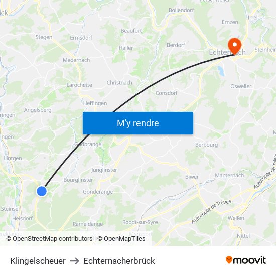 Klingelscheuer to Echternacherbrück map