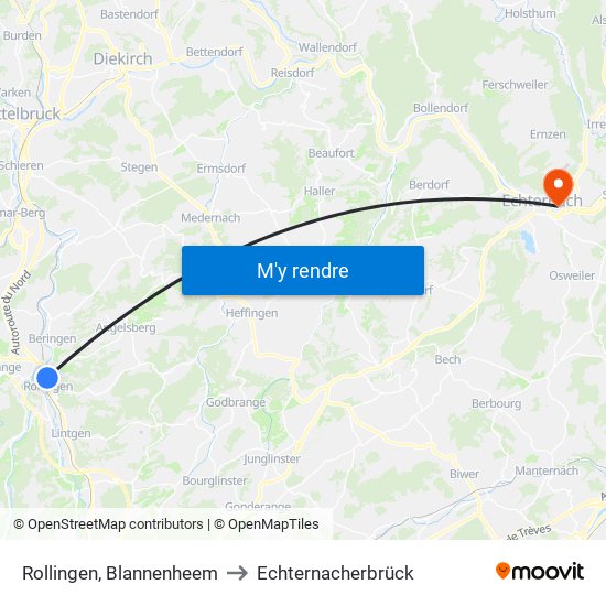 Rollingen, Blannenheem to Echternacherbrück map