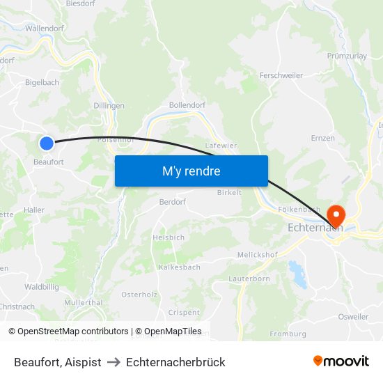Beaufort, Aispist to Echternacherbrück map