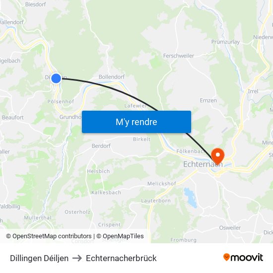 Dillingen Déiljen to Echternacherbrück map