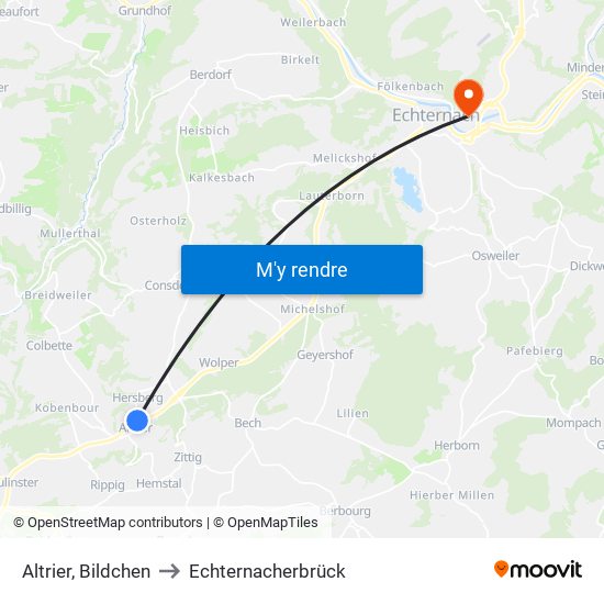 Altrier, Bildchen to Echternacherbrück map