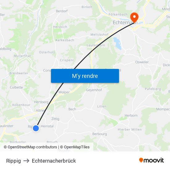 Rippig to Echternacherbrück map