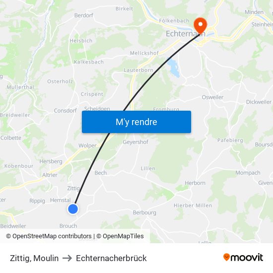 Zittig, Moulin to Echternacherbrück map