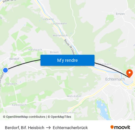 Berdorf, Bif. Heisbich to Echternacherbrück map