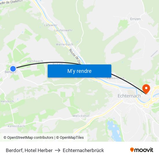 Berdorf, Hotel Herber to Echternacherbrück map