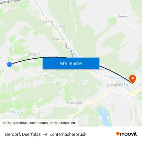 Berdorf, Duerfplaz to Echternacherbrück map