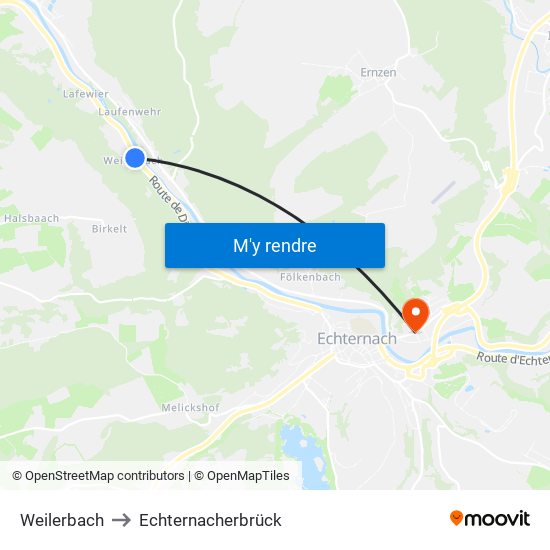 Weilerbach to Echternacherbrück map