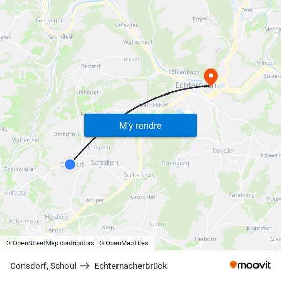 Consdorf, Schoul to Echternacherbrück map