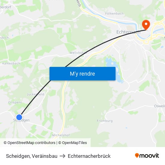 Scheidgen, Veräinsbau to Echternacherbrück map