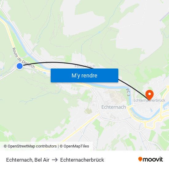 Echternach, Bel Air to Echternacherbrück map