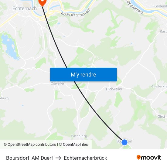 Boursdorf, AM Duerf to Echternacherbrück map