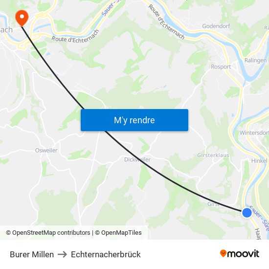 Burer Millen to Echternacherbrück map