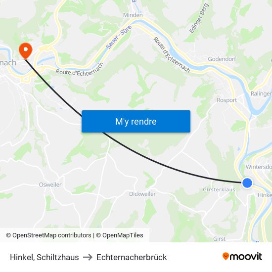 Hinkel, Schiltzhaus to Echternacherbrück map