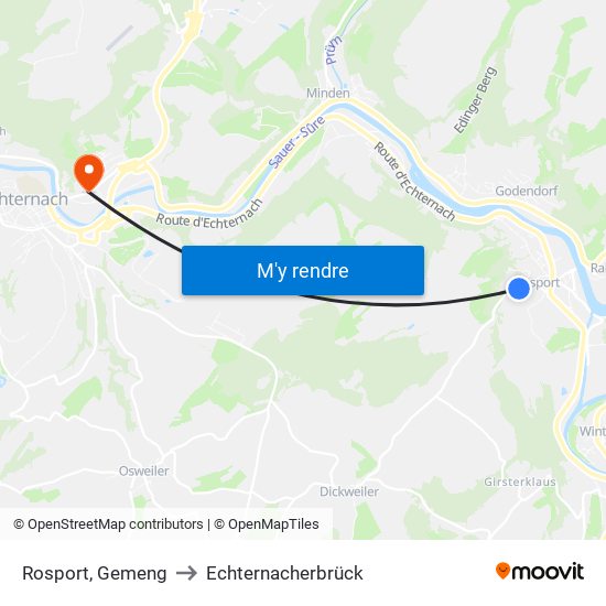 Rosport, Gemeng to Echternacherbrück map