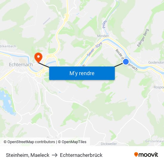 Steinheim, Maeleck to Echternacherbrück map