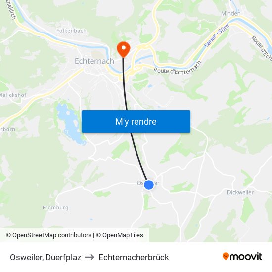 Osweiler, Duerfplaz to Echternacherbrück map