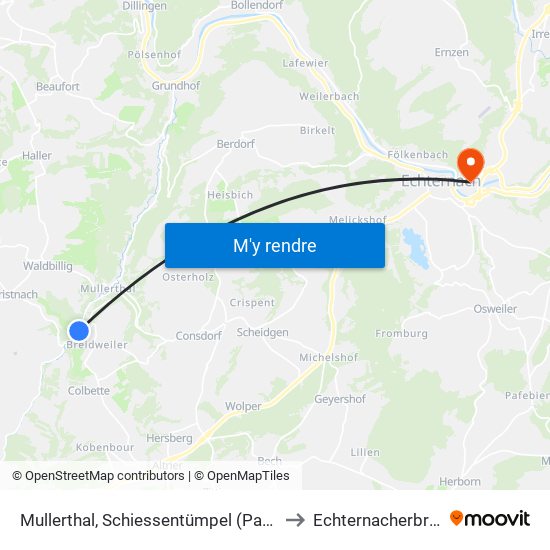 Mullerthal, Schiessentümpel (Parking) to Echternacherbrück map
