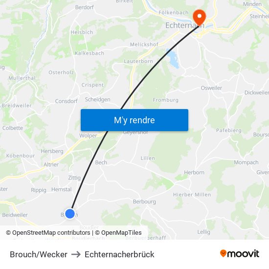 Brouch/Wecker to Echternacherbrück map