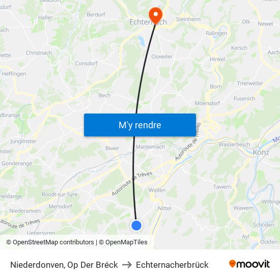 Niederdonven, Op Der Bréck to Echternacherbrück map