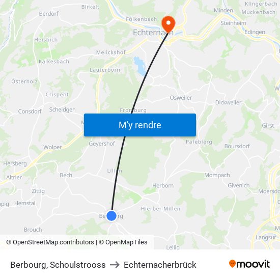 Berbourg, Schoulstrooss to Echternacherbrück map