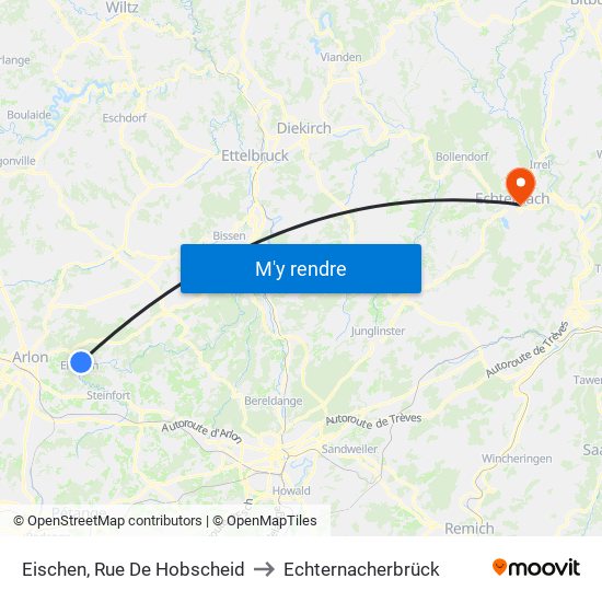 Eischen, Rue De Hobscheid to Echternacherbrück map