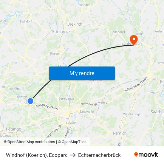 Windhof (Koerich), Ecoparc to Echternacherbrück map