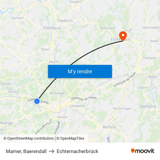Mamer, Baerendall to Echternacherbrück map