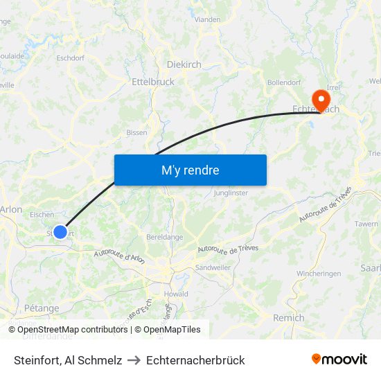 Steinfort, Al Schmelz to Echternacherbrück map