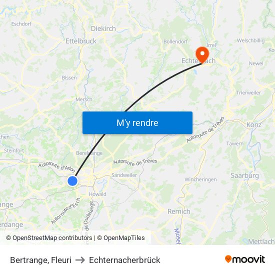 Bertrange, Fleuri to Echternacherbrück map
