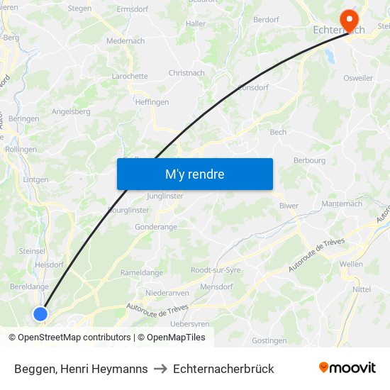 Beggen, Henri Heymanns to Echternacherbrück map