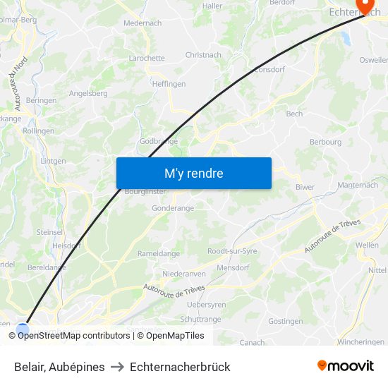 Belair, Aubépines to Echternacherbrück map