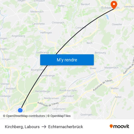 Kirchberg, Labours to Echternacherbrück map