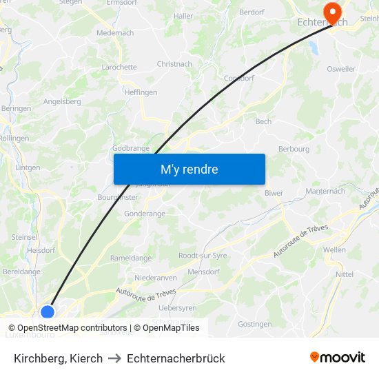 Kirchberg, Kierch to Echternacherbrück map