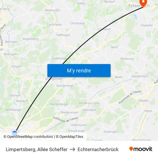 Limpertsberg, Allée Scheffer to Echternacherbrück map